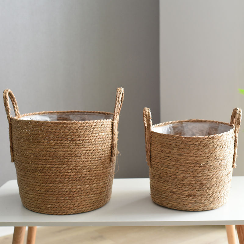 Large Decorative Woven Plant Pot Cover with Tassel Details for Indoor Greenery