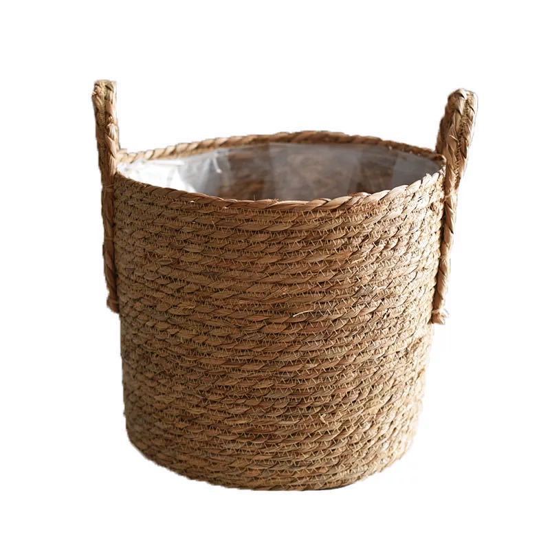Large Decorative Woven Plant Pot Cover with Tassel Details for Indoor Greenery