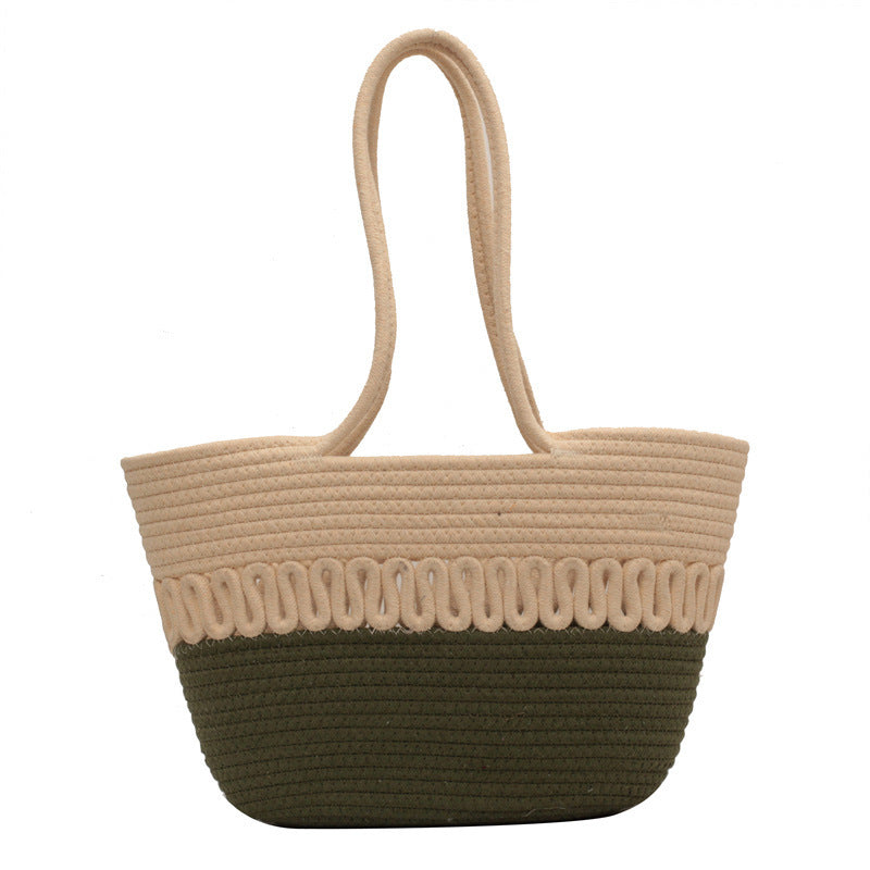 Large-Capacity Woven Straw Tote Bag for Summer Beach and Vacation Getaways