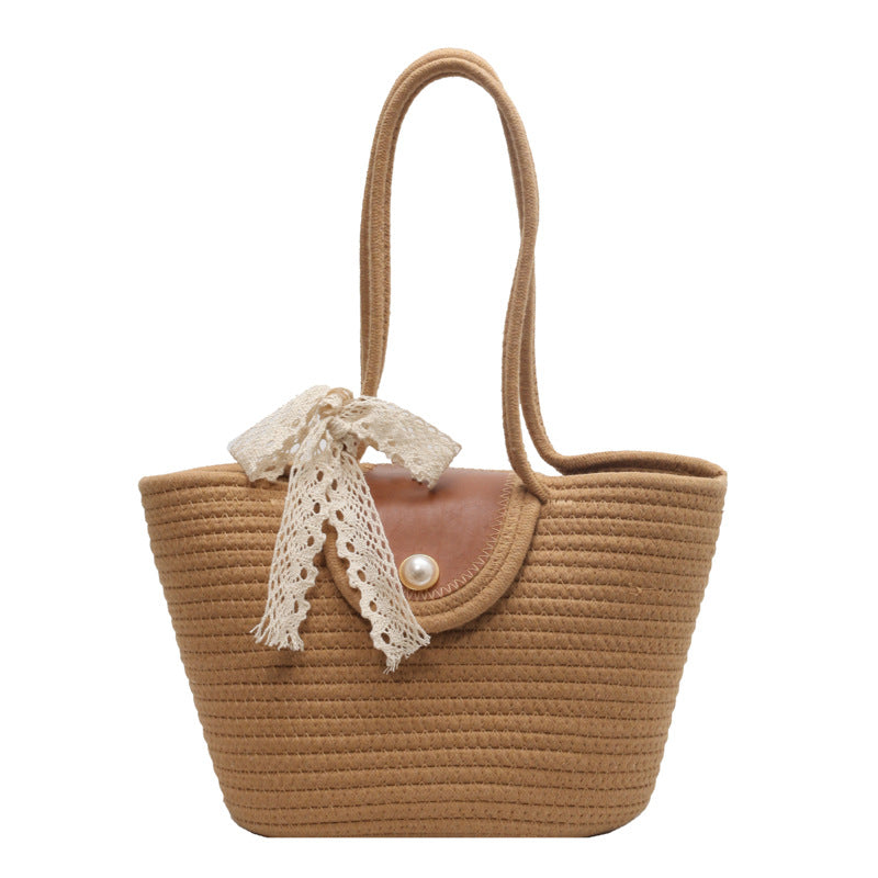 Versatile Woven Straw Bucket Bag for Travel, Beach, and Everyday Adventures