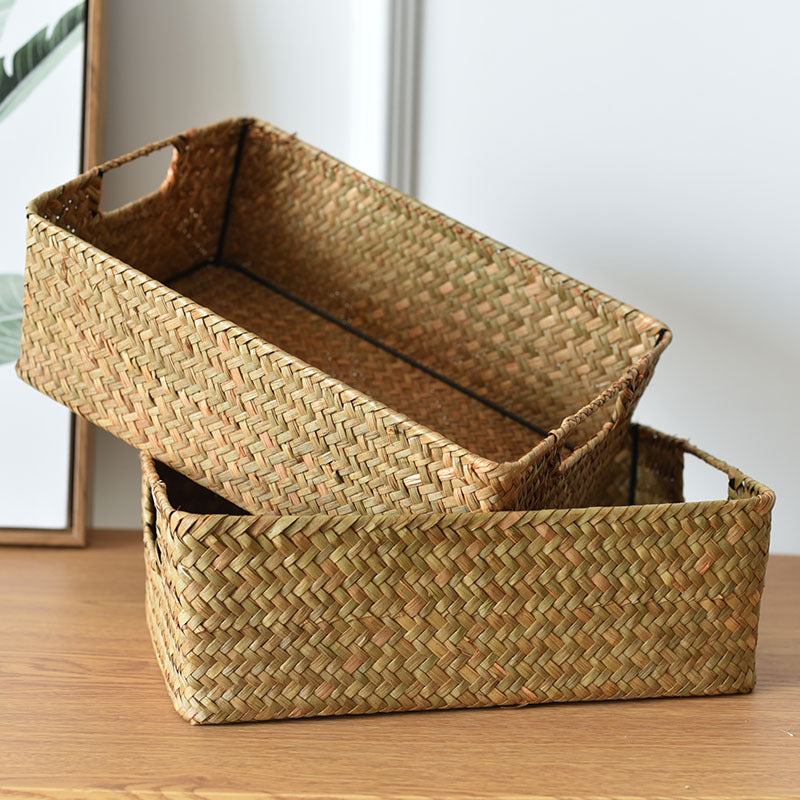 Rectangular Multi-Purpose Bamboo Woven Storage and Organizing Basket