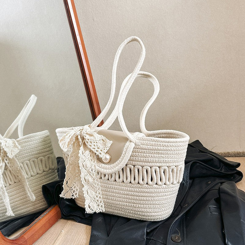 Versatile Woven Straw Bucket Bag for Travel, Beach, and Everyday Adventures