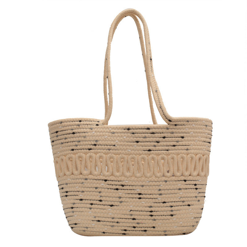 Large-Capacity Woven Straw Tote Bag for Summer Beach and Vacation Getaways