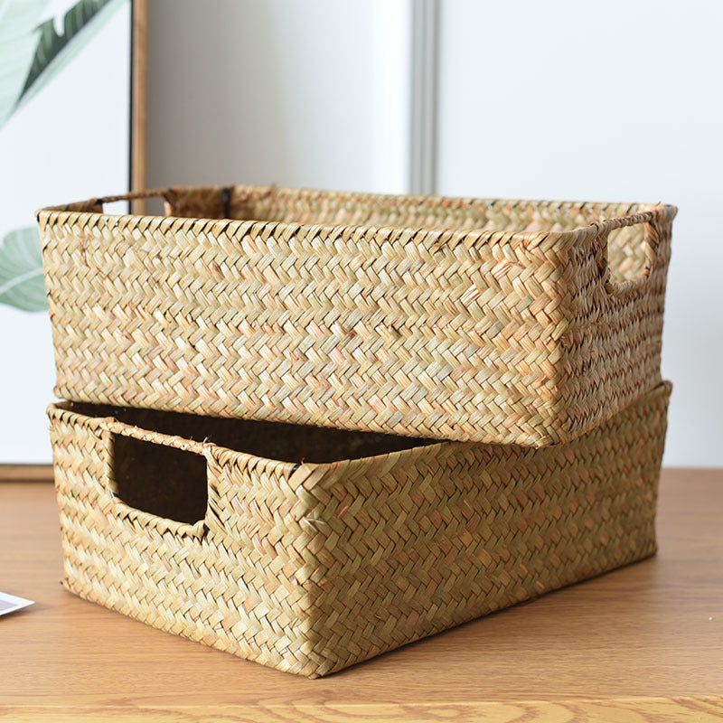 Rectangular Multi-Purpose Bamboo Woven Storage and Organizing Basket