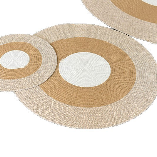 Round Textured Cotton Rope Floor Mat with Fringe Details for Living Room and Balcony
