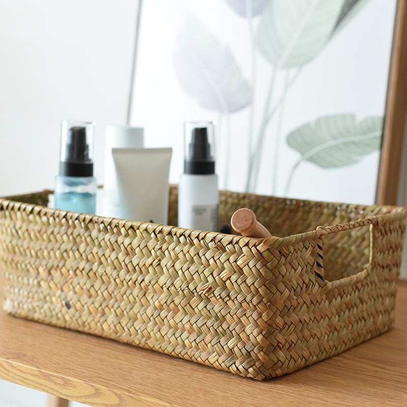 Rectangular Multi-Purpose Bamboo Woven Storage and Organizing Basket