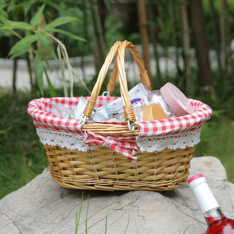 Classic Woven Picnic and Storage Basket with Sturdy Handles for Home and Outings