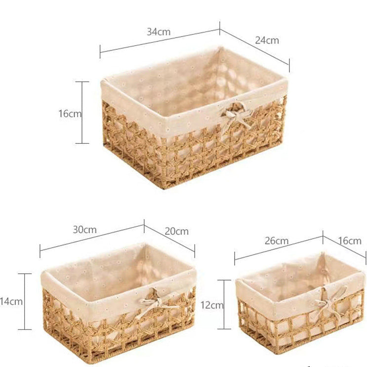 Natural Woven Storage Basket Set for Cosmetics, Snacks, and Coffee Table Items