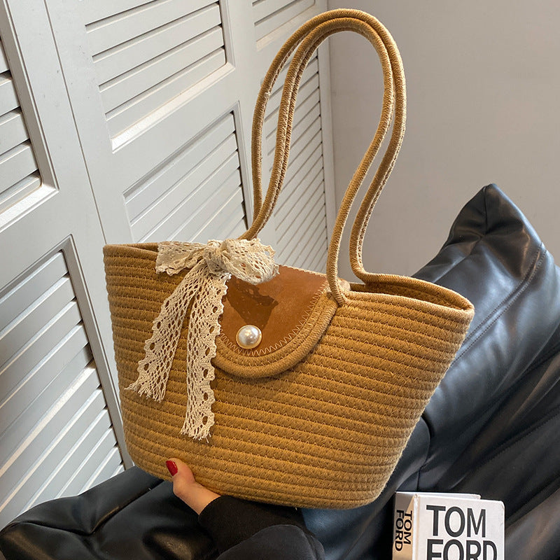 Versatile Woven Straw Bucket Bag for Travel, Beach, and Everyday Adventures
