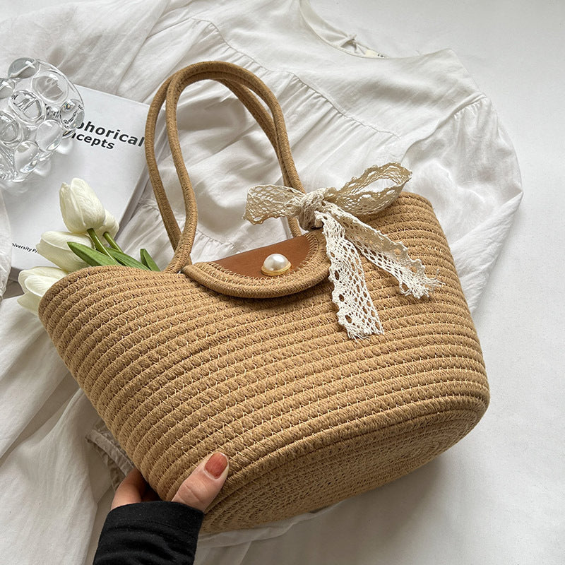 Versatile Woven Straw Bucket Bag for Travel, Beach, and Everyday Adventures
