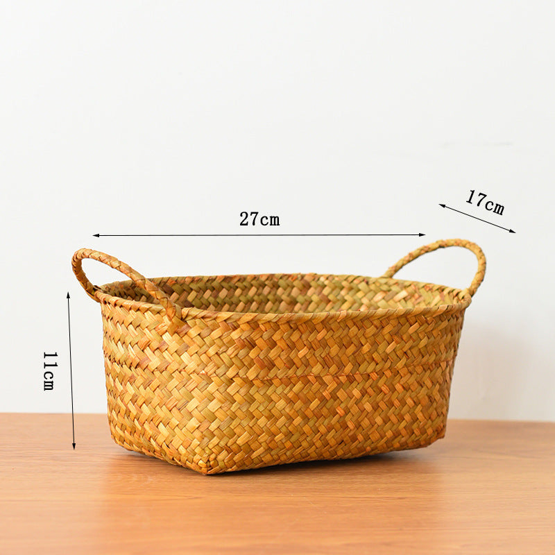 Double-Handled Woven Storage Basket for Fruit, Snacks, and Desktop Organization
