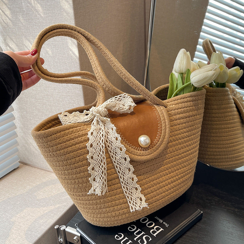 Versatile Woven Straw Bucket Bag for Travel, Beach, and Everyday Adventures