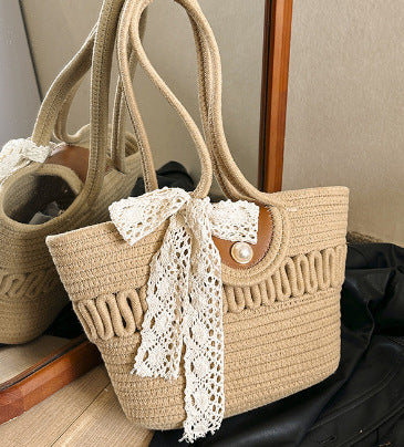 Versatile Woven Straw Bucket Bag for Travel, Beach, and Everyday Adventures