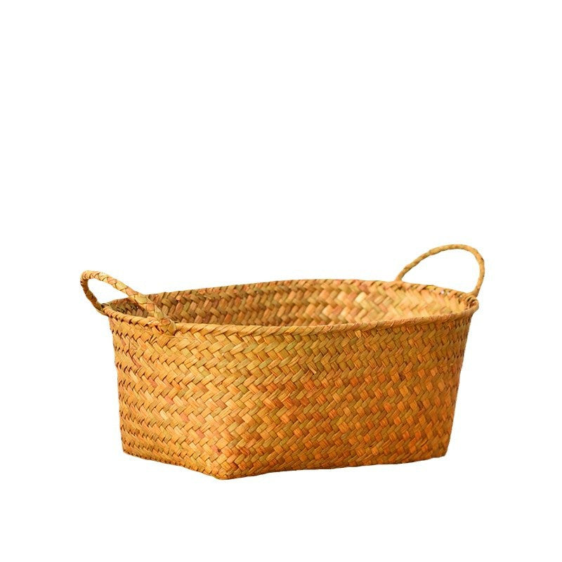 Double-Handled Woven Storage Basket for Fruit, Snacks, and Desktop Organization