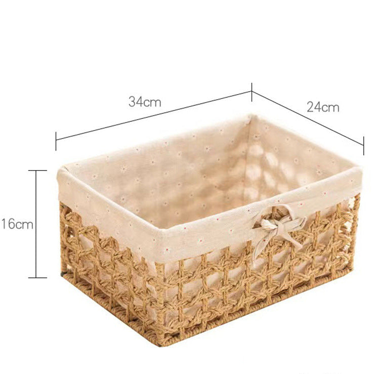 Natural Woven Storage Basket Set for Cosmetics, Snacks, and Coffee Table Items