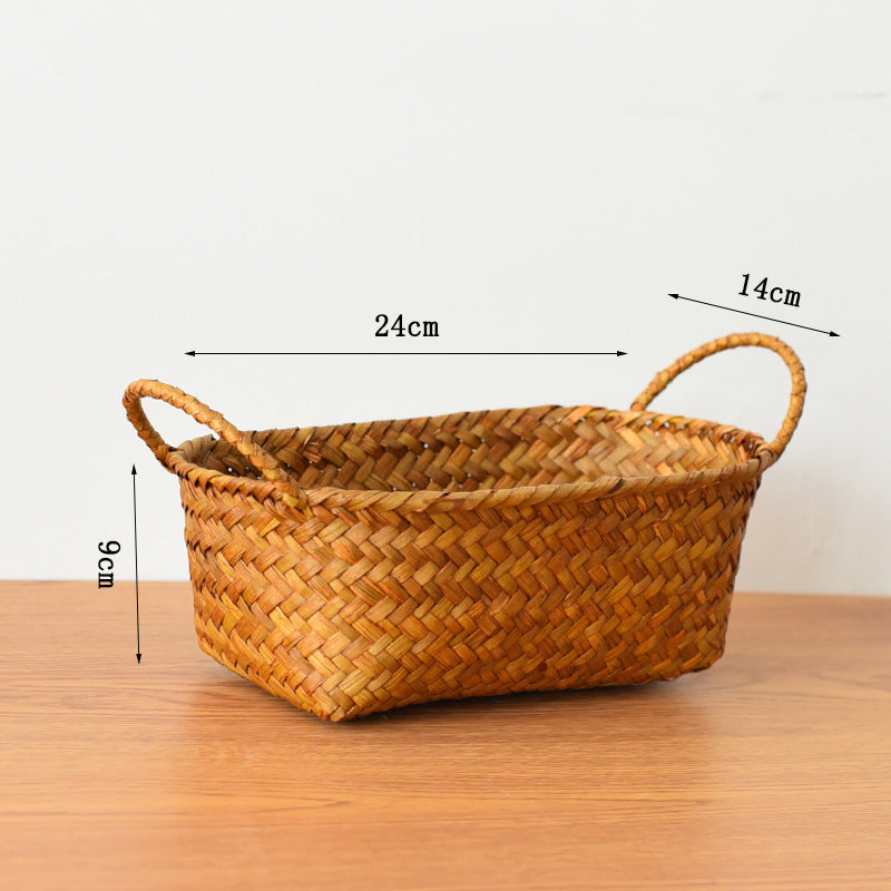 Double-Handled Woven Storage Basket for Fruit, Snacks, and Desktop Organization