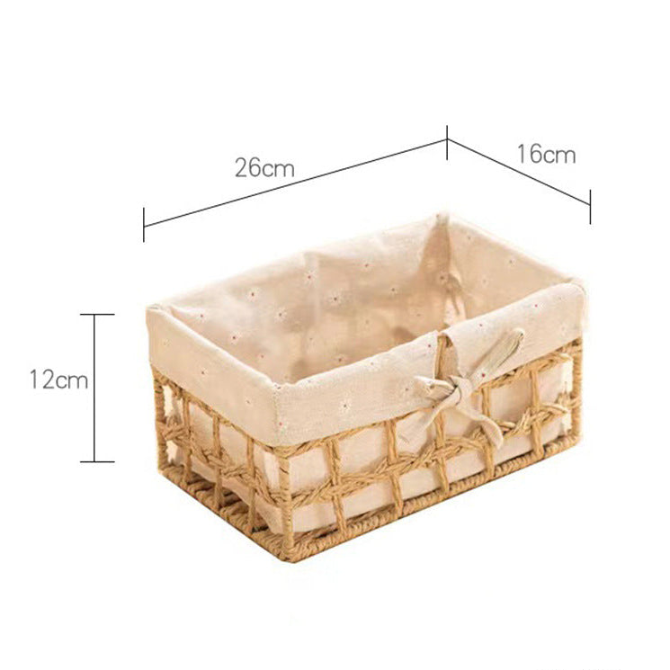 Natural Woven Storage Basket Set for Cosmetics, Snacks, and Coffee Table Items