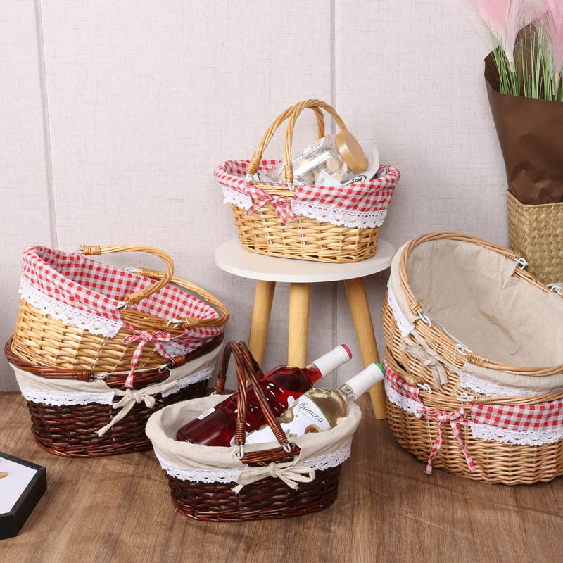Classic Woven Picnic and Storage Basket with Sturdy Handles for Home and Outings